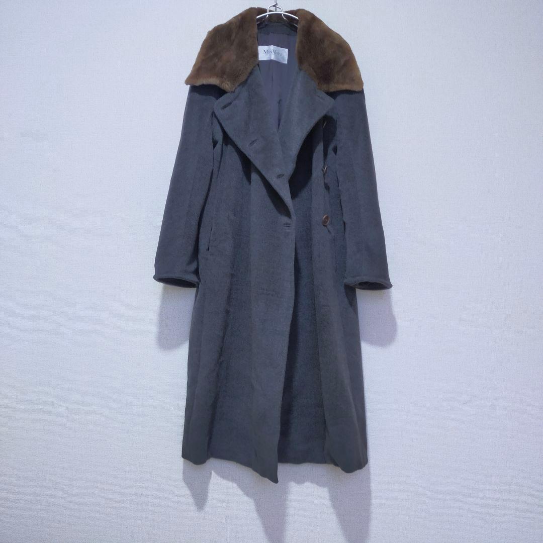 極美　最高級 MaxMara 白タグ ダブルチェスターコート カシミヤ ファー
