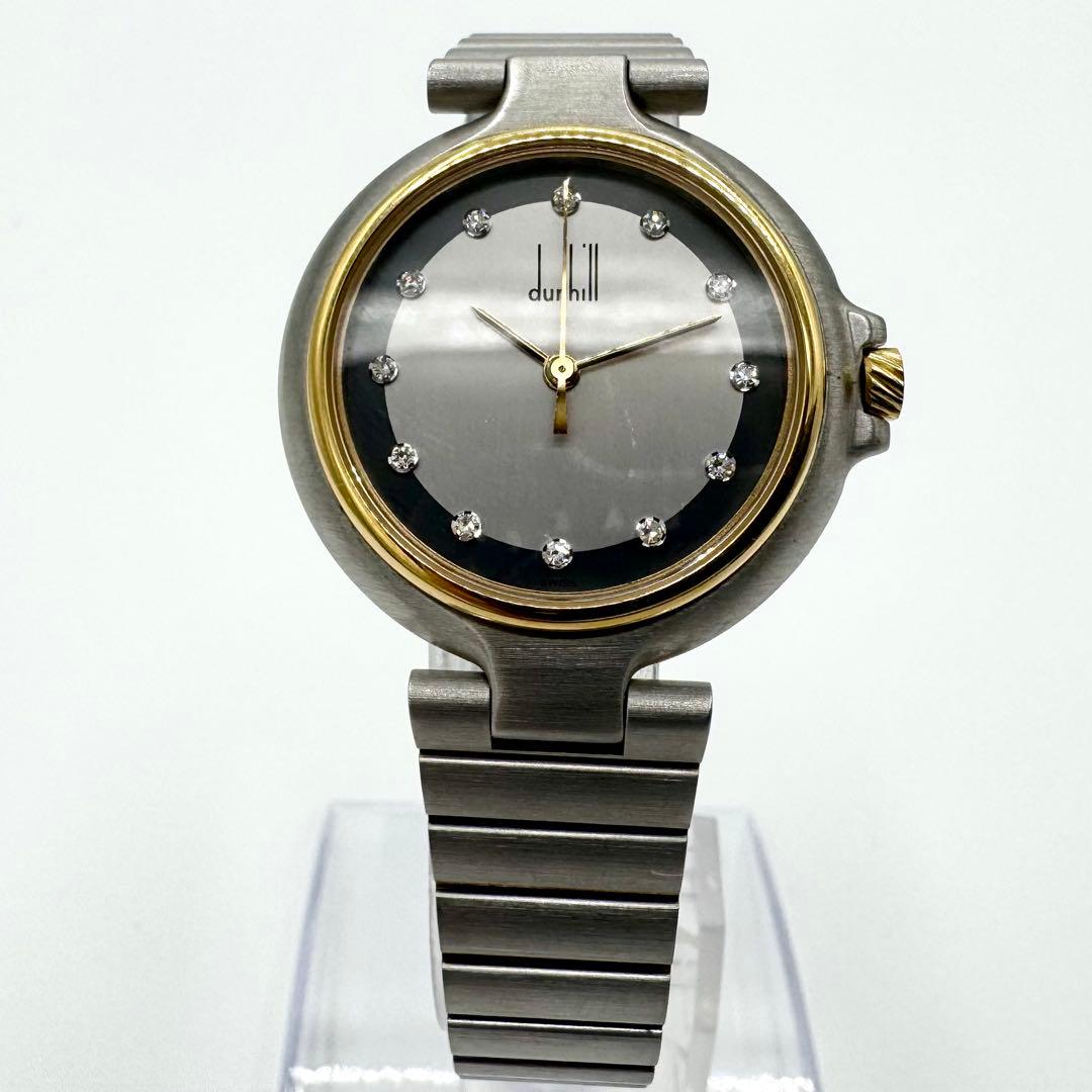 稼働/新品電池◎ダンヒル　ミレニアム　腕時計　12Pダイヤ　クォーツ　メンズ