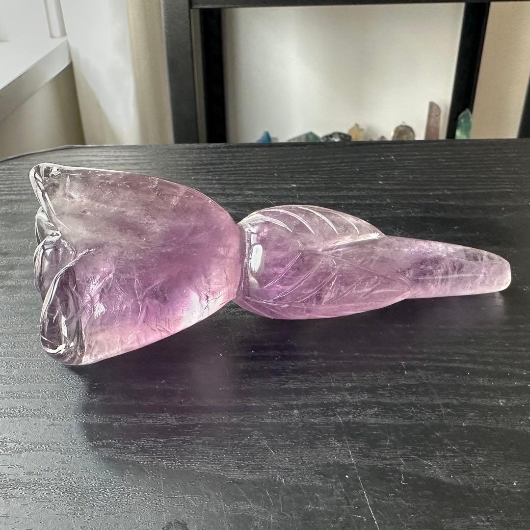 天然石アメジストのお花　置物　NO.060705