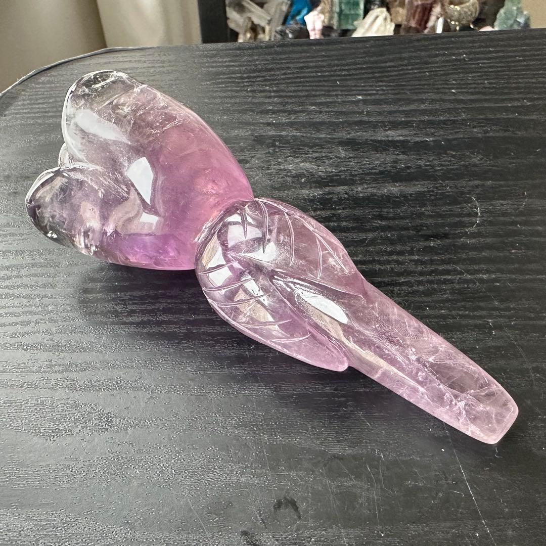 天然石アメジストのお花　置物　NO.060705