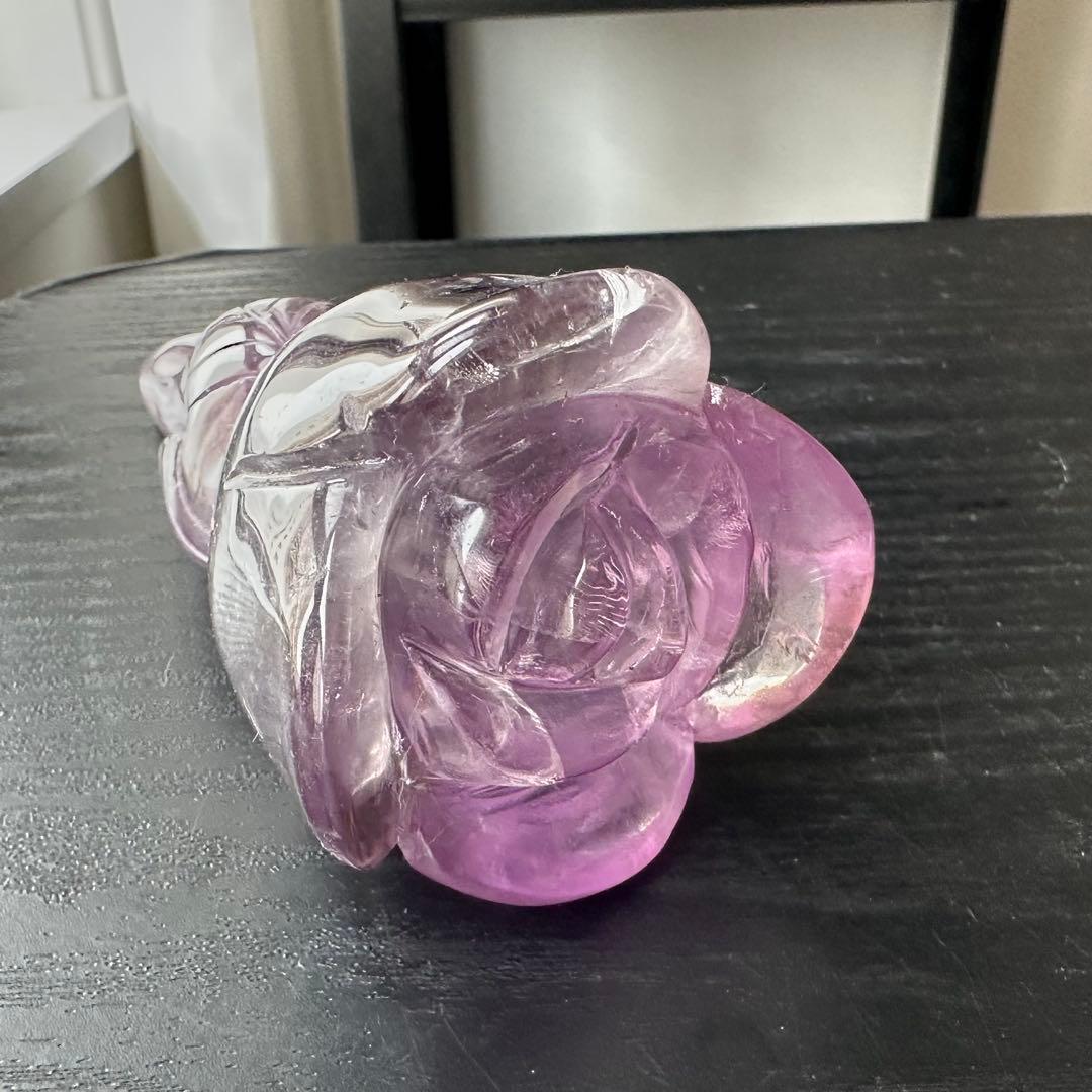 天然石アメジストのお花　置物　NO.060705