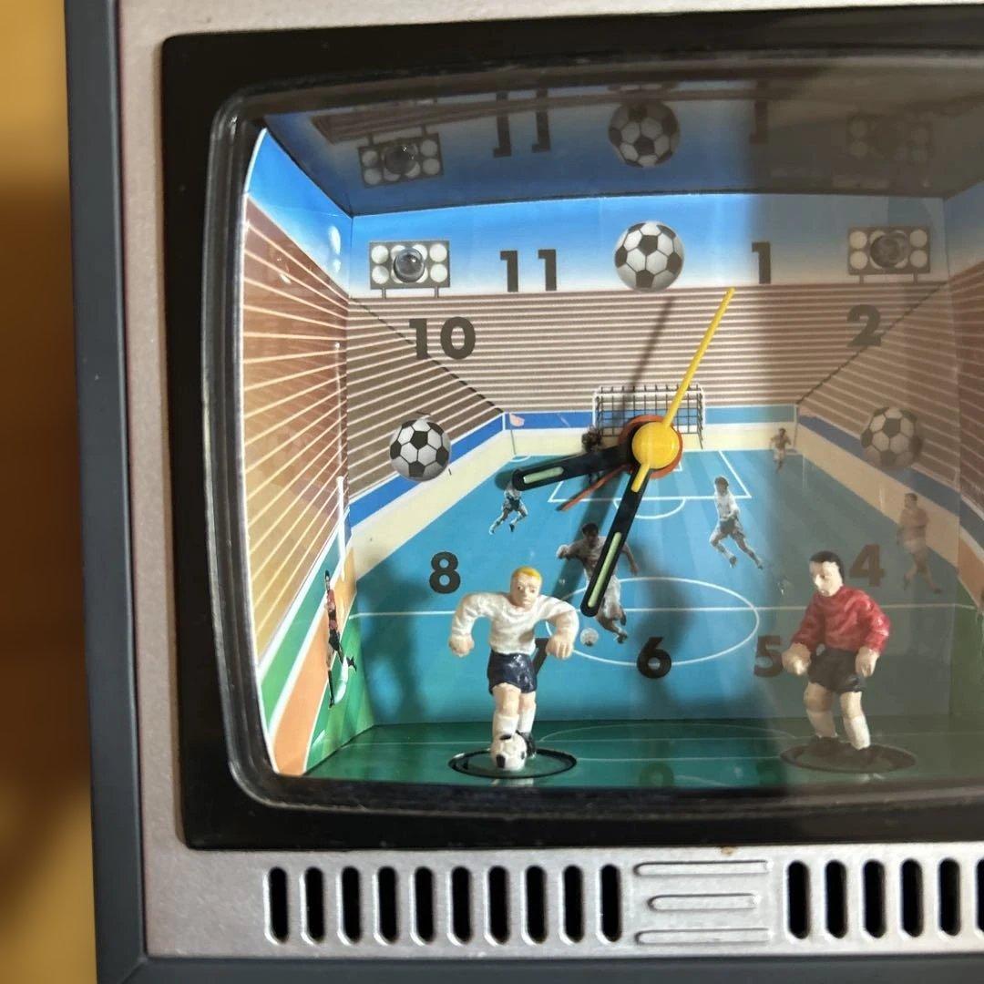 レトロテレビ型 目覚まし時計 サッカー