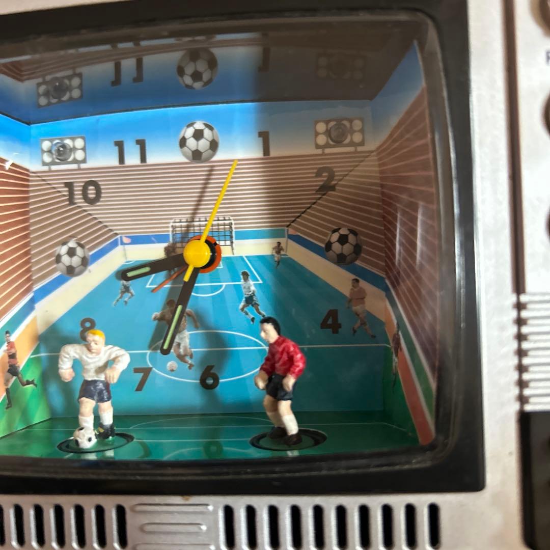 レトロテレビ型 目覚まし時計 サッカー