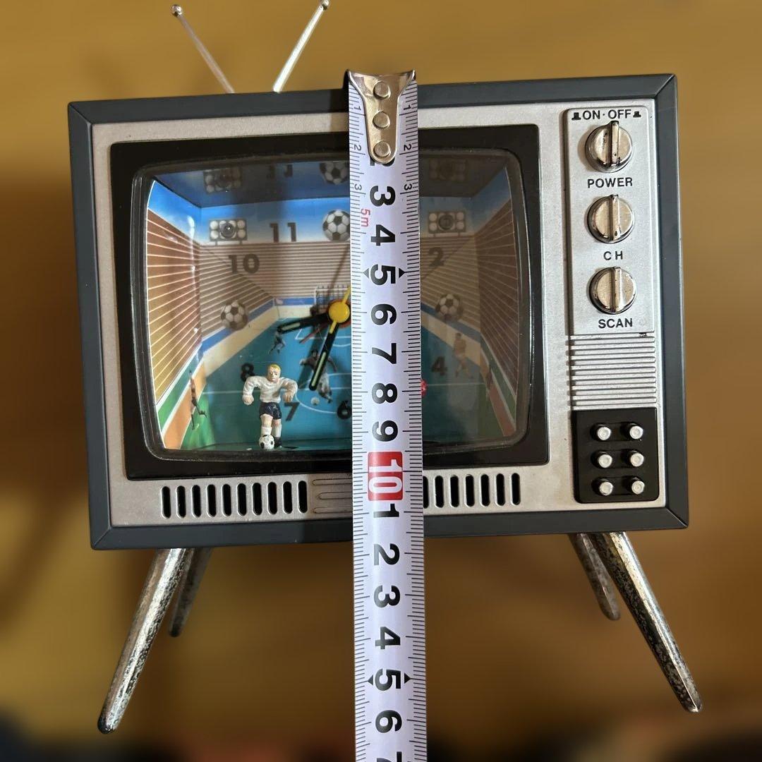 レトロテレビ型 目覚まし時計 サッカー