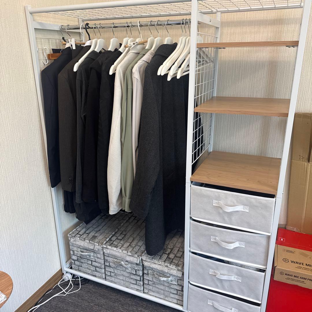 ニトリ 収納付きハンガーラック(ホワイト)