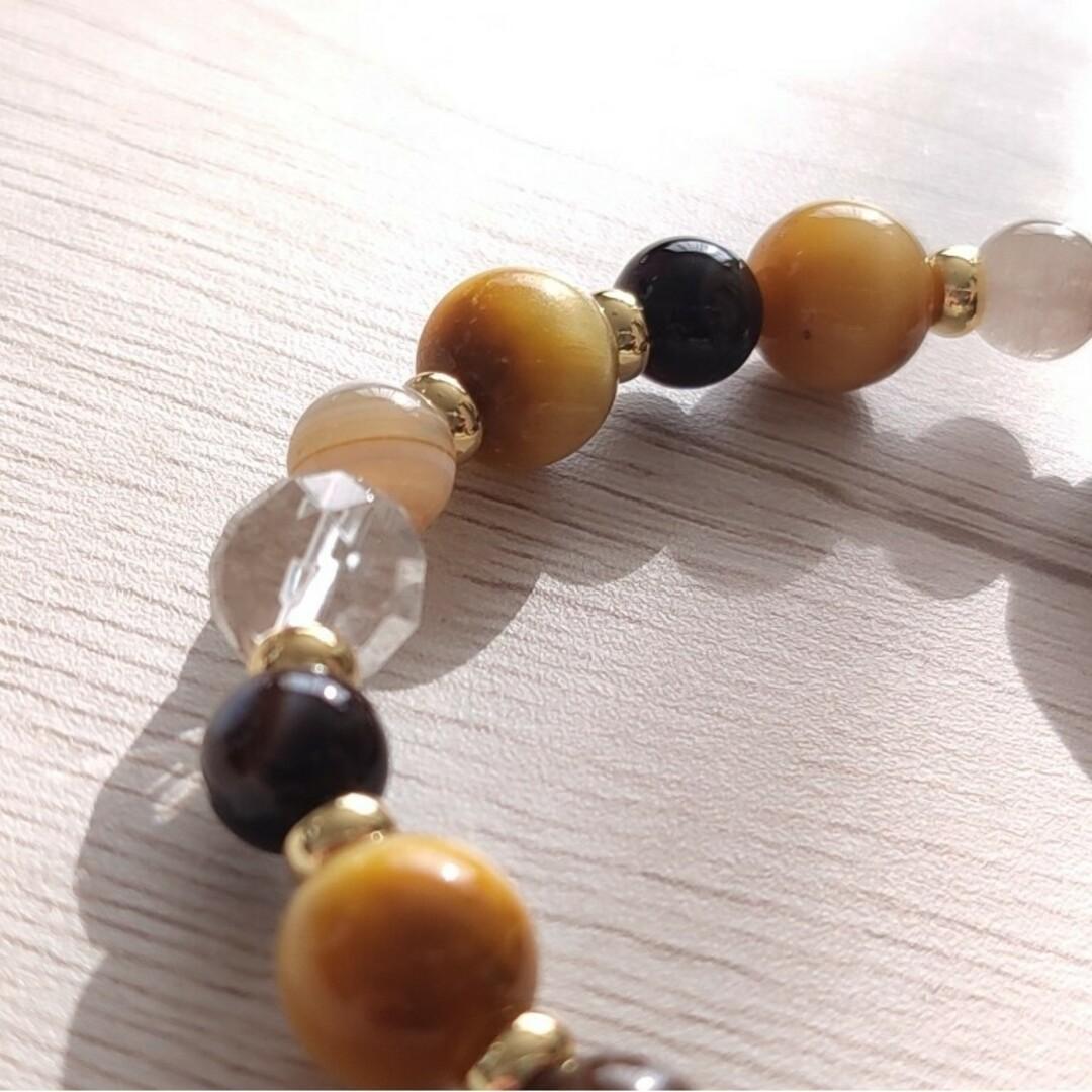 龍神天珠とゴールドルチル・ゴールデンタイガーアイ・天眼石のパワーストーン ブレス