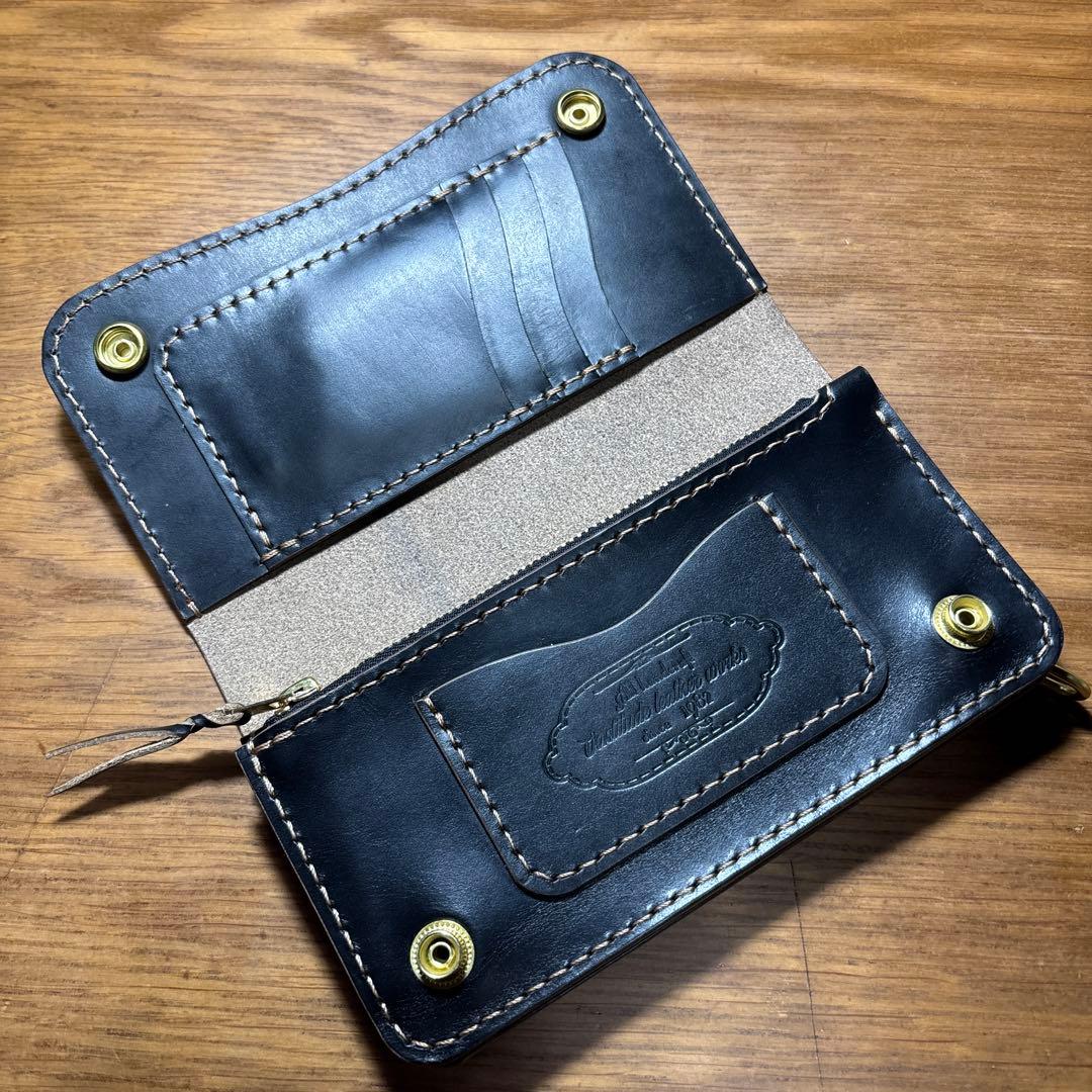 せわし　3層ロングウォレット カードポケット4つタイプ　糸　ベージュ　マチ