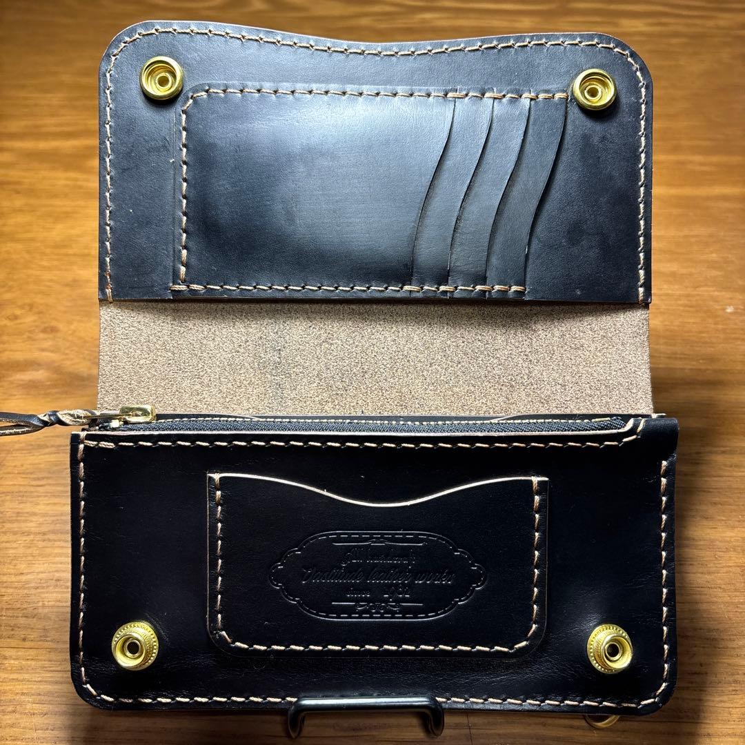 せわし　3層ロングウォレット カードポケット4つタイプ　糸　ベージュ　マチ