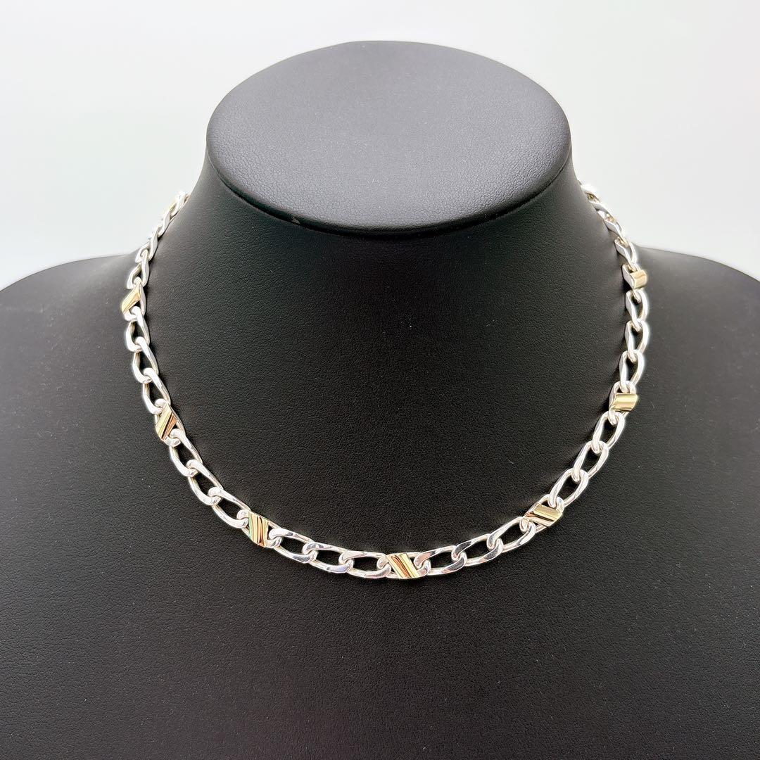 極美品 オールドティファニー フィガロ リンク ネックレス シルバー k18