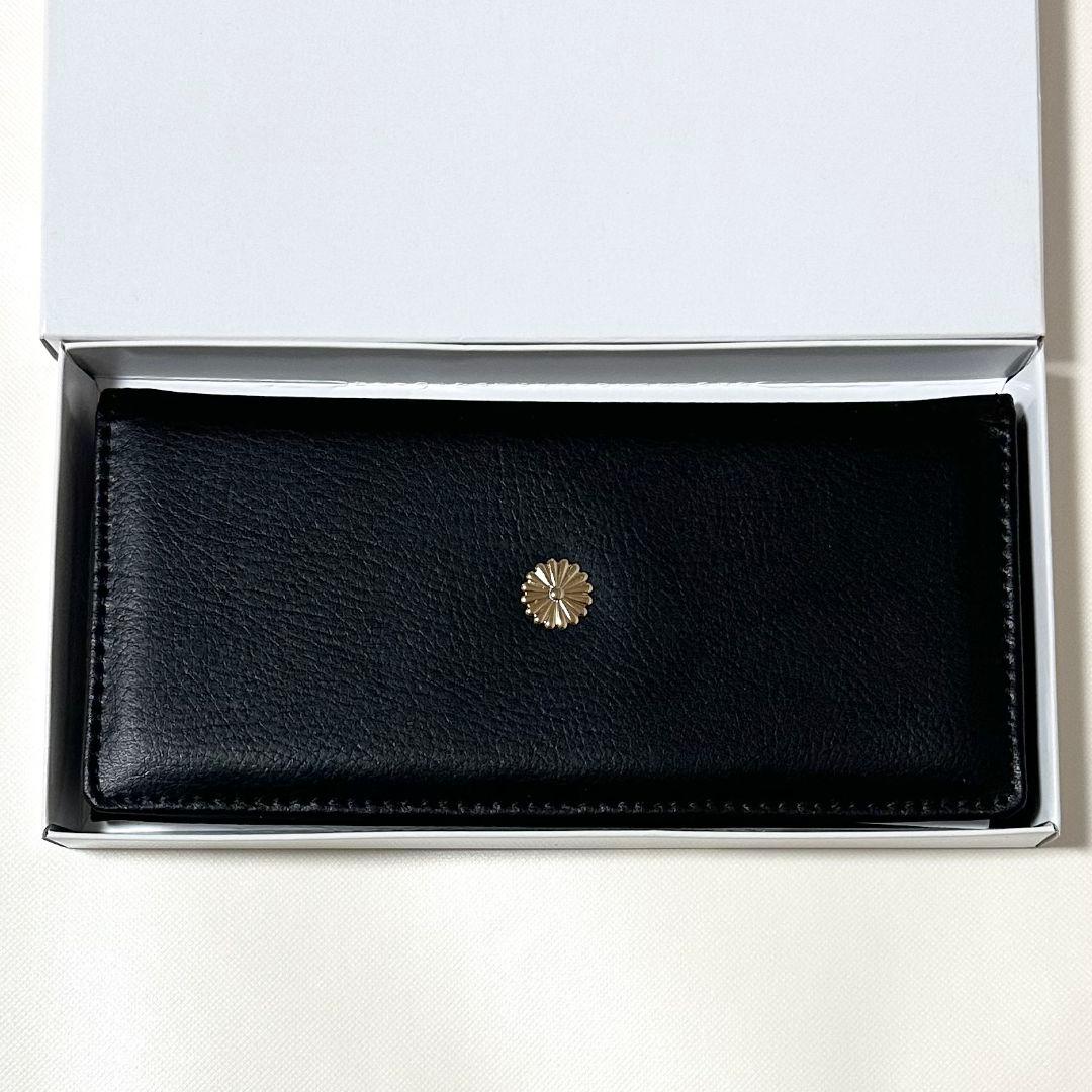 菊紋 財布 本革 黒 ブラック レザー 長財布 皇居菊紋