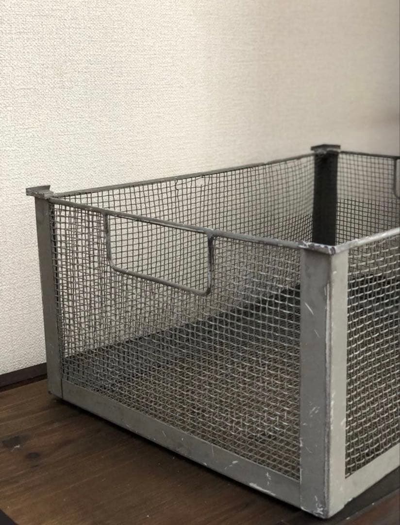 アイアン　メッシュボックス　アンティーク　古道具　ヴィンテージ　ブロカントレトロ