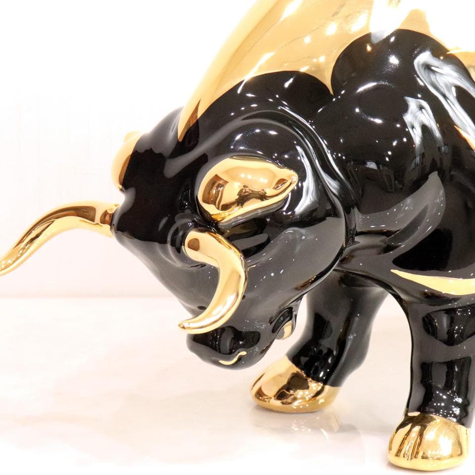 陶器 動物 ブル 置物 イタリア製 牛の置物 AHURA