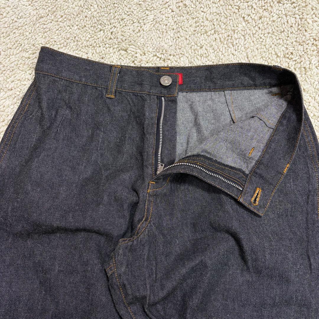 極美品✨ピンクハウス ストレート デニムパンツ 苺 刺繍 ワッペン ブラック L