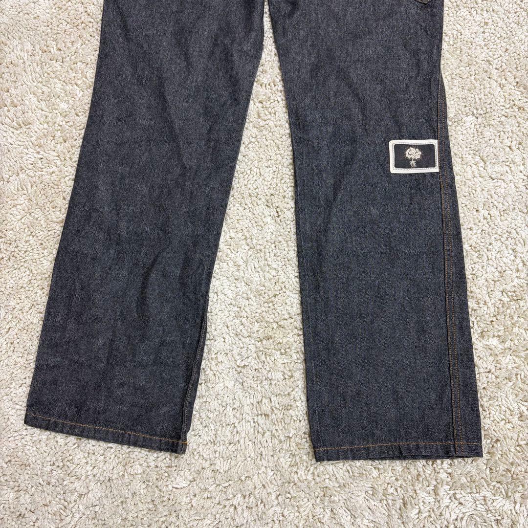 極美品✨ピンクハウス ストレート デニムパンツ 苺 刺繍 ワッペン ブラック L