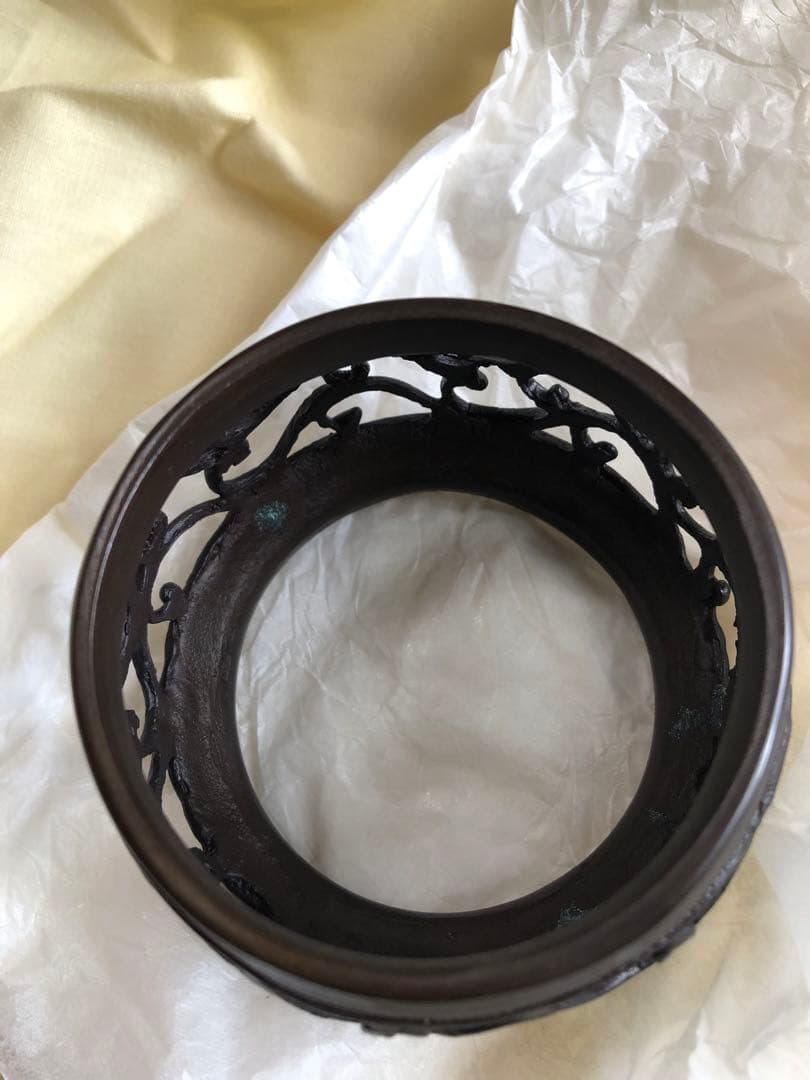 蠟型　唐草透　蓋置　金森紹栄氏造　共箱入