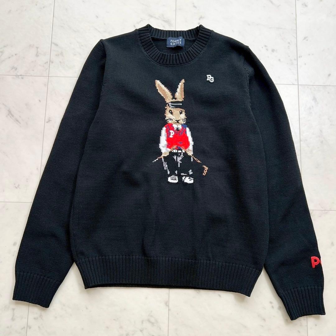PEARLY GATES 上田桃子コラボ トラッドラビット柄クルーネックニット