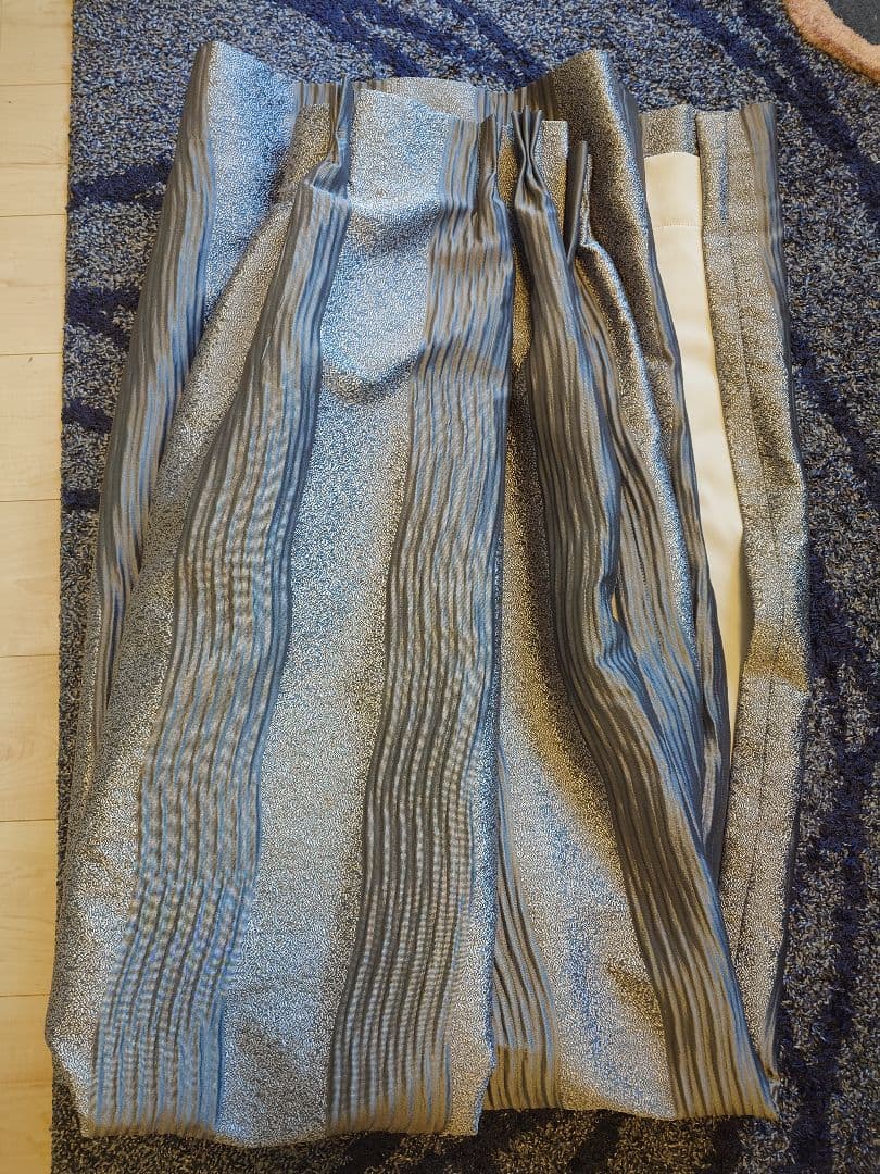 【最高級】ニトリ オーダーカーテン モニク2 裏地付き グレー 2倍ヒダ 遮光