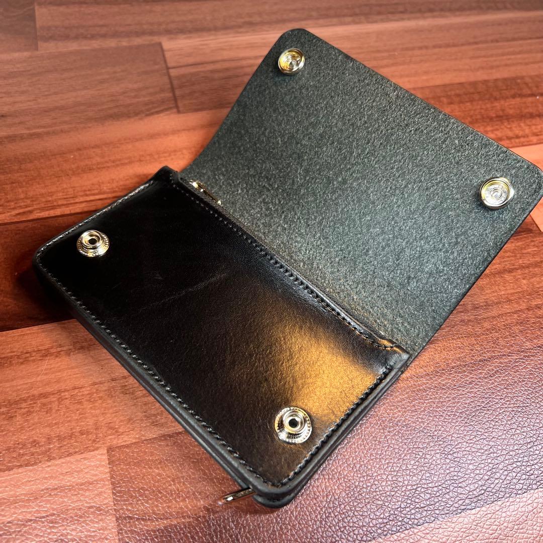 アルギニン【トラッカーウォレット ミドル 2層】ブラック 北米ステア