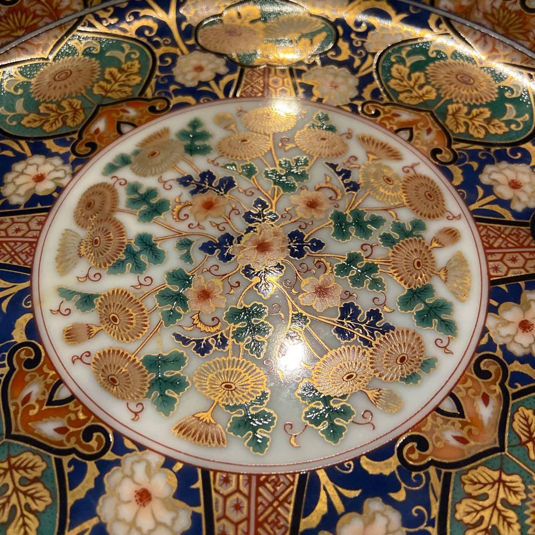 陣山窯　金襴手　金彩菊紋　和皿揃　5枚　中皿　古伊万里　色絵