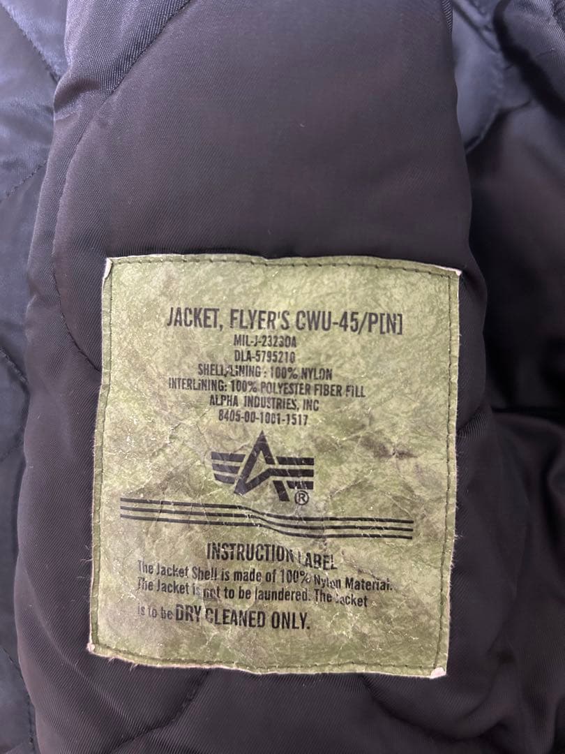 ALPHA CWU-45P Mサイズ　BLACK フライトジャケット