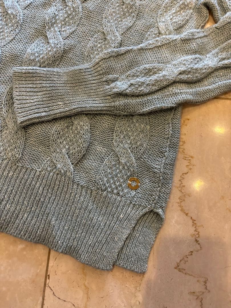 lolopianaライトブルー麻27%シルク27%カシミヤ45%長袖セーター