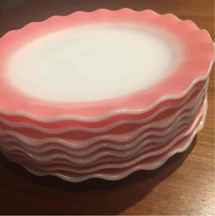 8枚セット ヘーゼルアトラス リプル ディナープレート ピンク