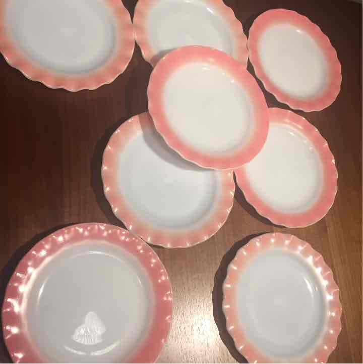 8枚セット ヘーゼルアトラス リプル ディナープレート ピンク