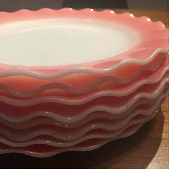 8枚セット ヘーゼルアトラス リプル ディナープレート ピンク