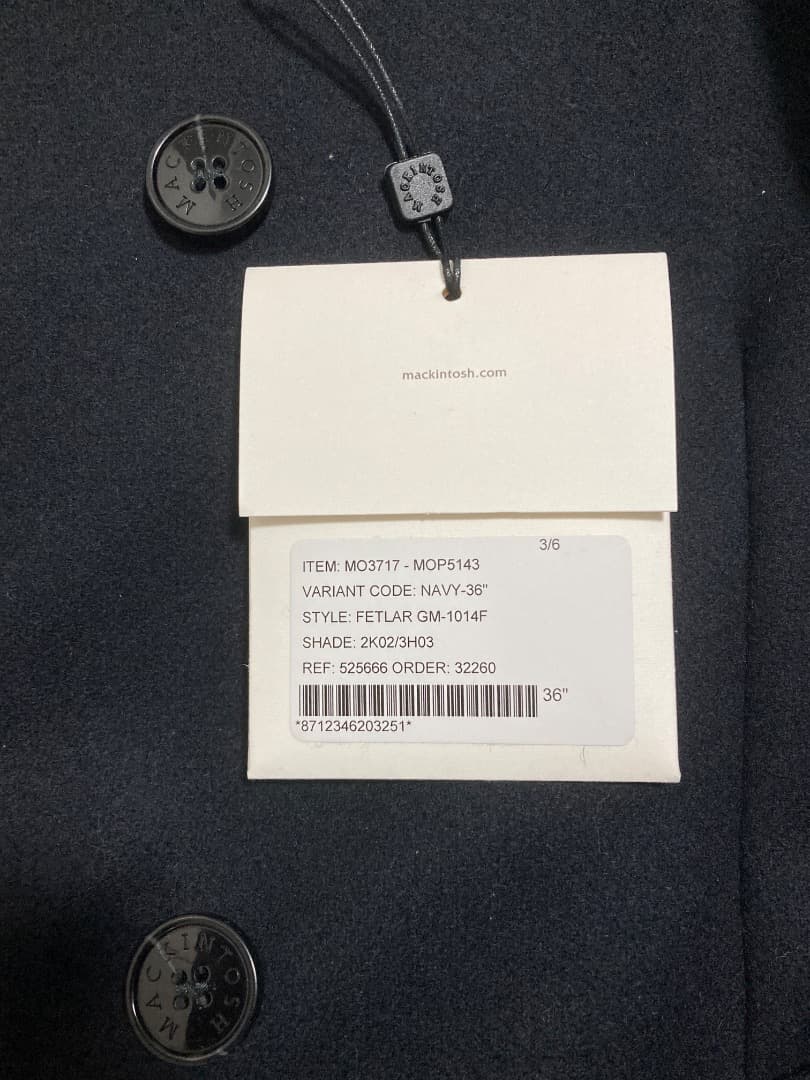 使用少 英国製MACKINTOSH FETLAR トレンチコート 36 ネイビー