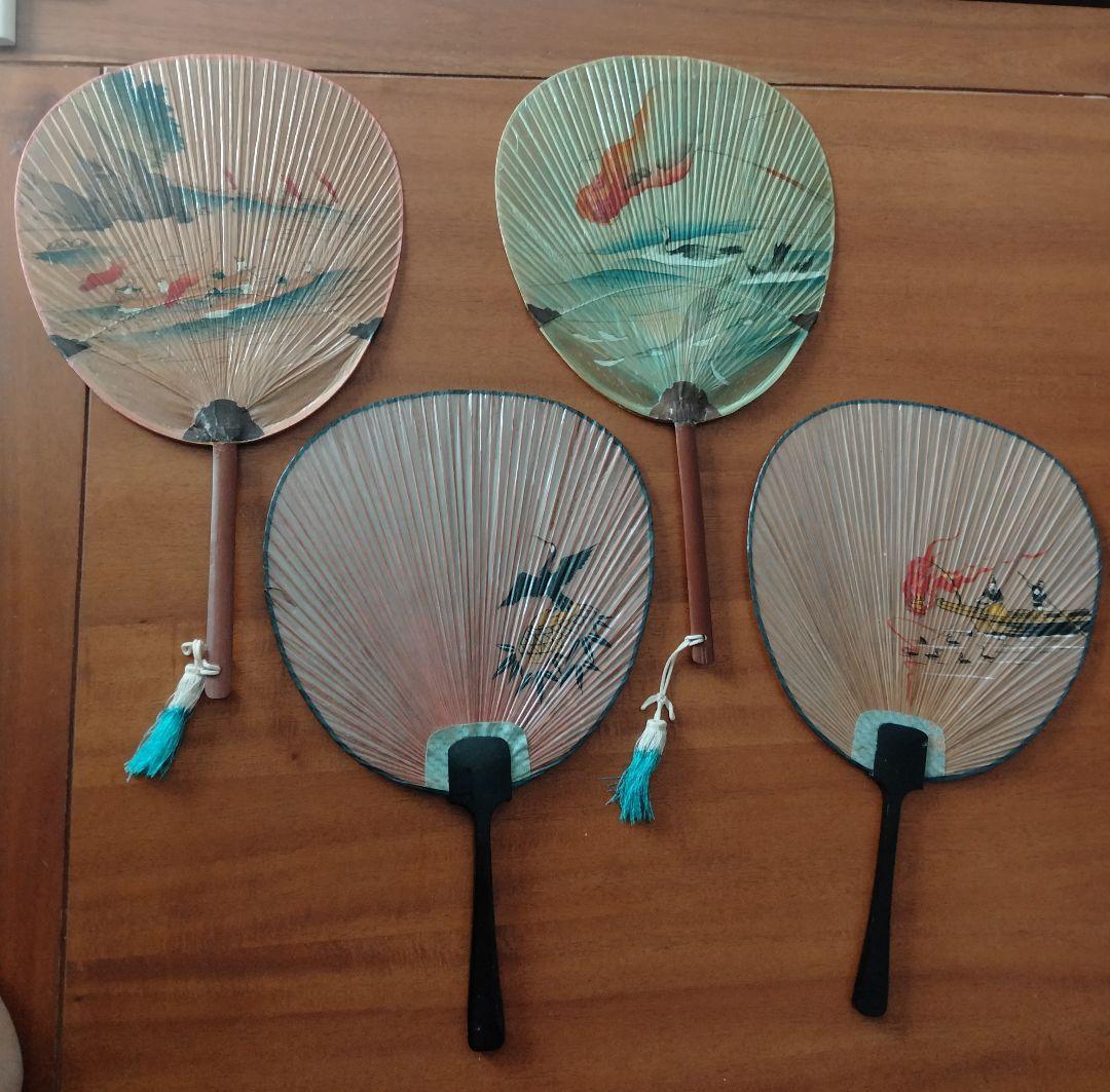 みずうちわ　4枚　鵜飼の絵柄