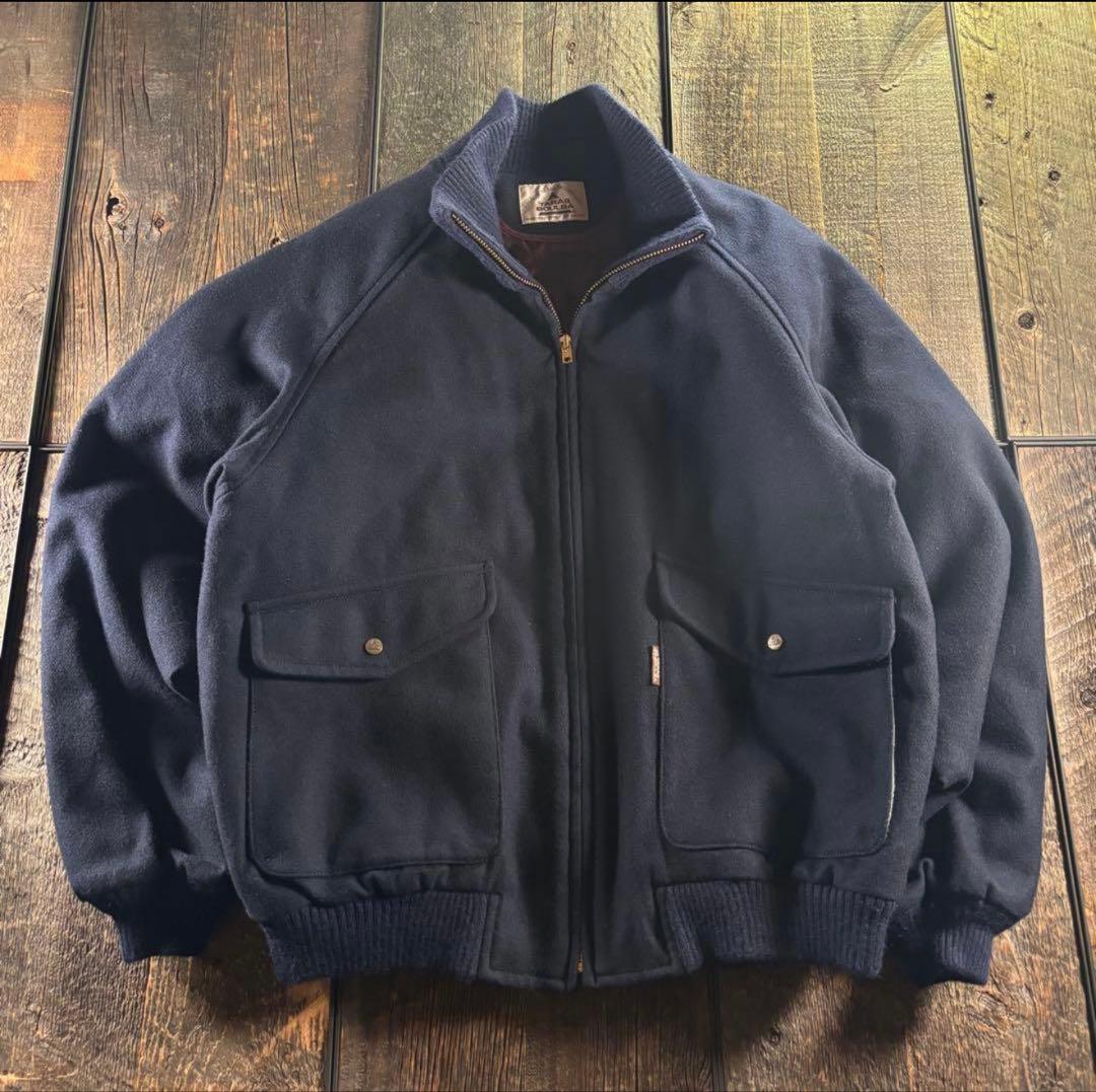 90s アシックス期　メルトンウール　A2ボンバージャケットラグランXL.