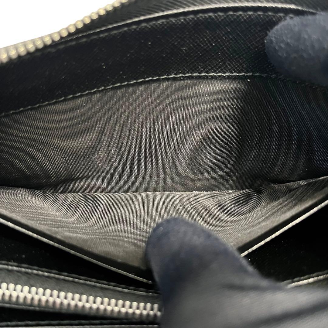 希少✨プラダ 長財布 ラウンドファスナー ロゴ金具 サフィアーノ ブラック 黒