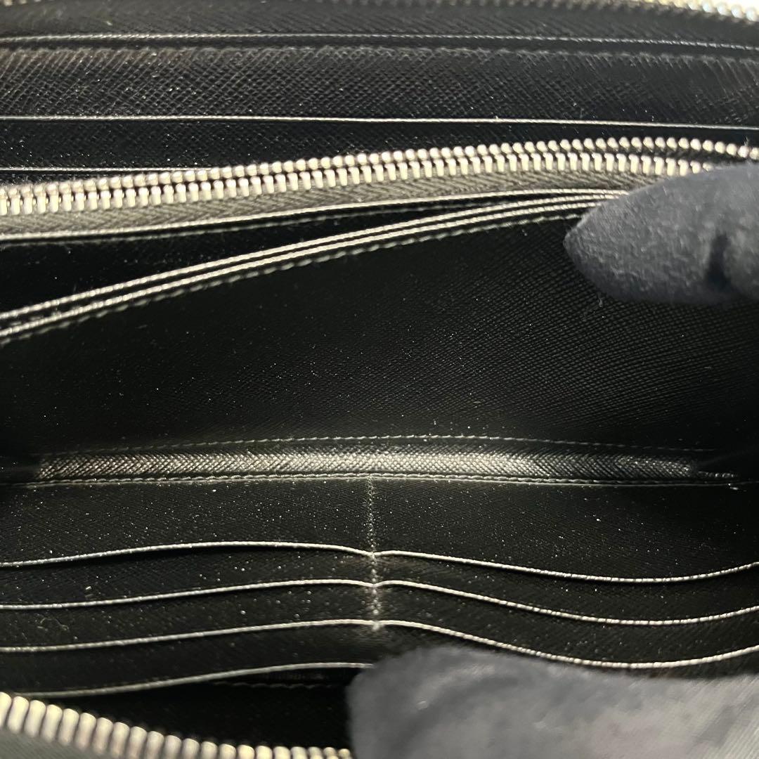 希少✨プラダ 長財布 ラウンドファスナー ロゴ金具 サフィアーノ ブラック 黒