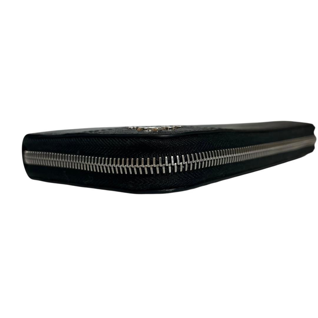 希少✨プラダ 長財布 ラウンドファスナー ロゴ金具 サフィアーノ ブラック 黒