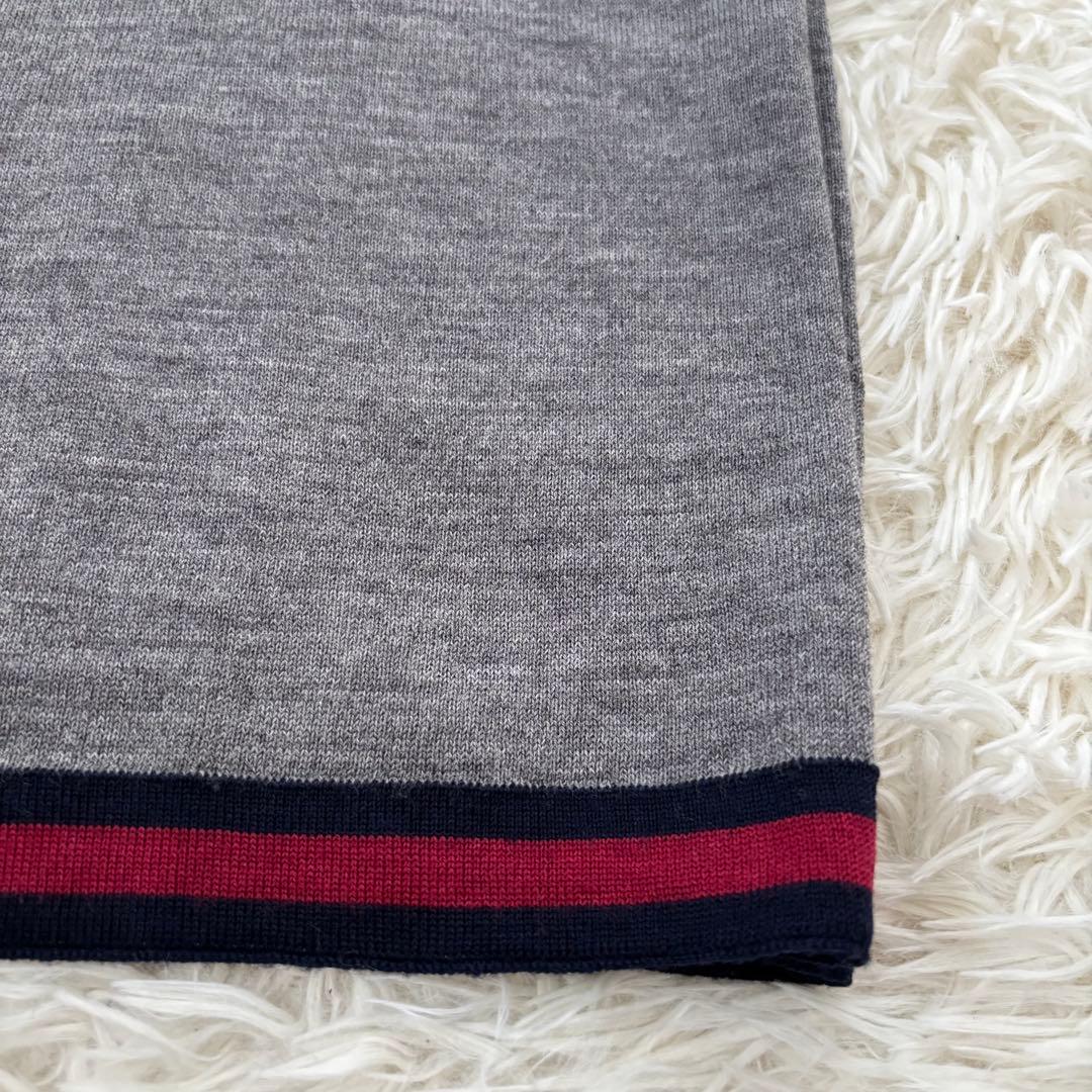 GUCCI グッチ シェリーライン ウール マフラー グレー　イタリア製