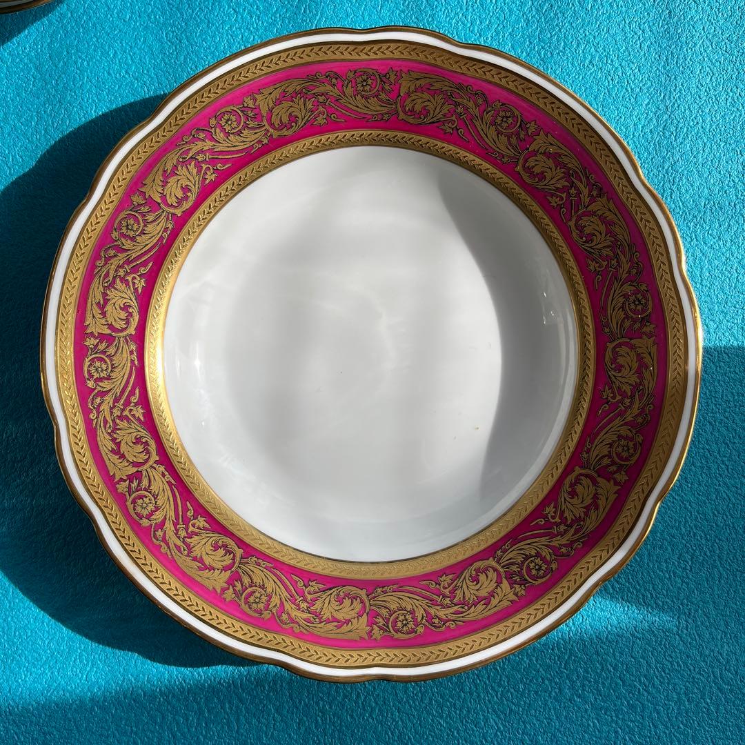 38. Lena Bernard 金縁　紅色　スープ皿　5枚セット