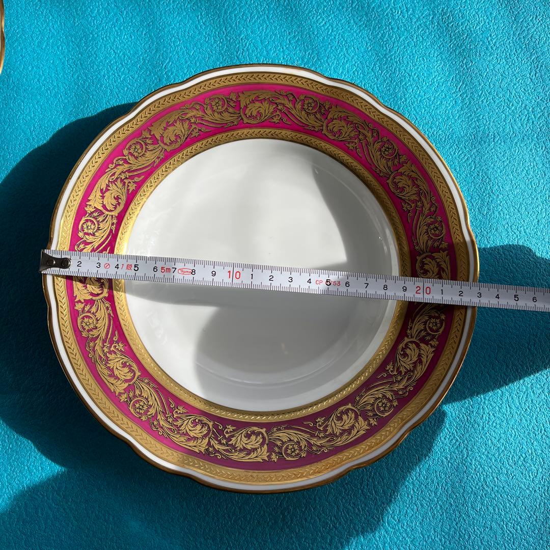 38. Lena Bernard 金縁　紅色　スープ皿　5枚セット