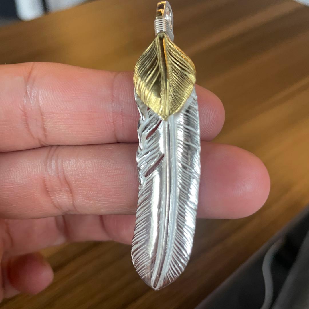上金 右 フェザー ネックレス トップ ハート ハンドメイド ノーブランド
