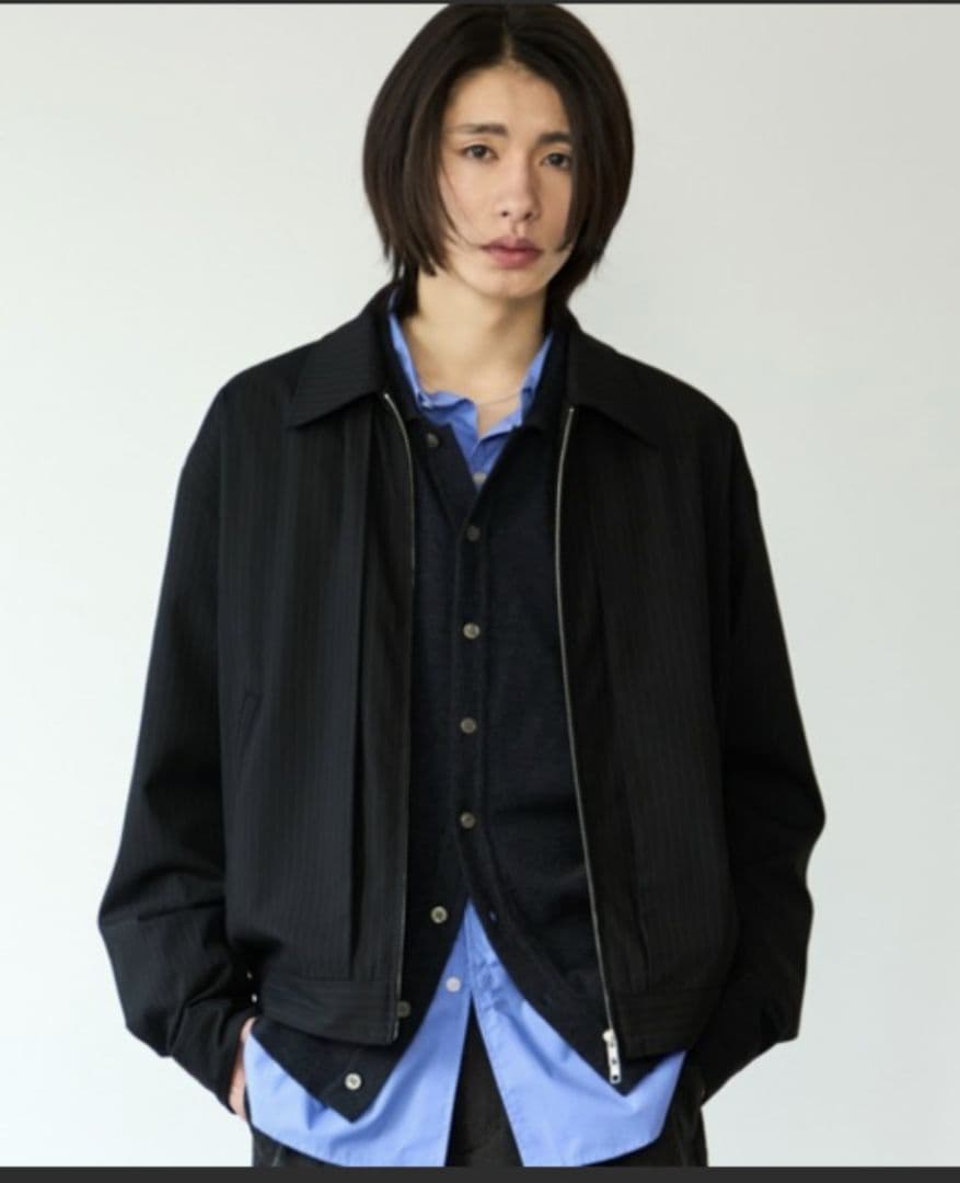 SINSS　美品　ストライプショートブルゾン　Sサイズ　ブラック　即日発送