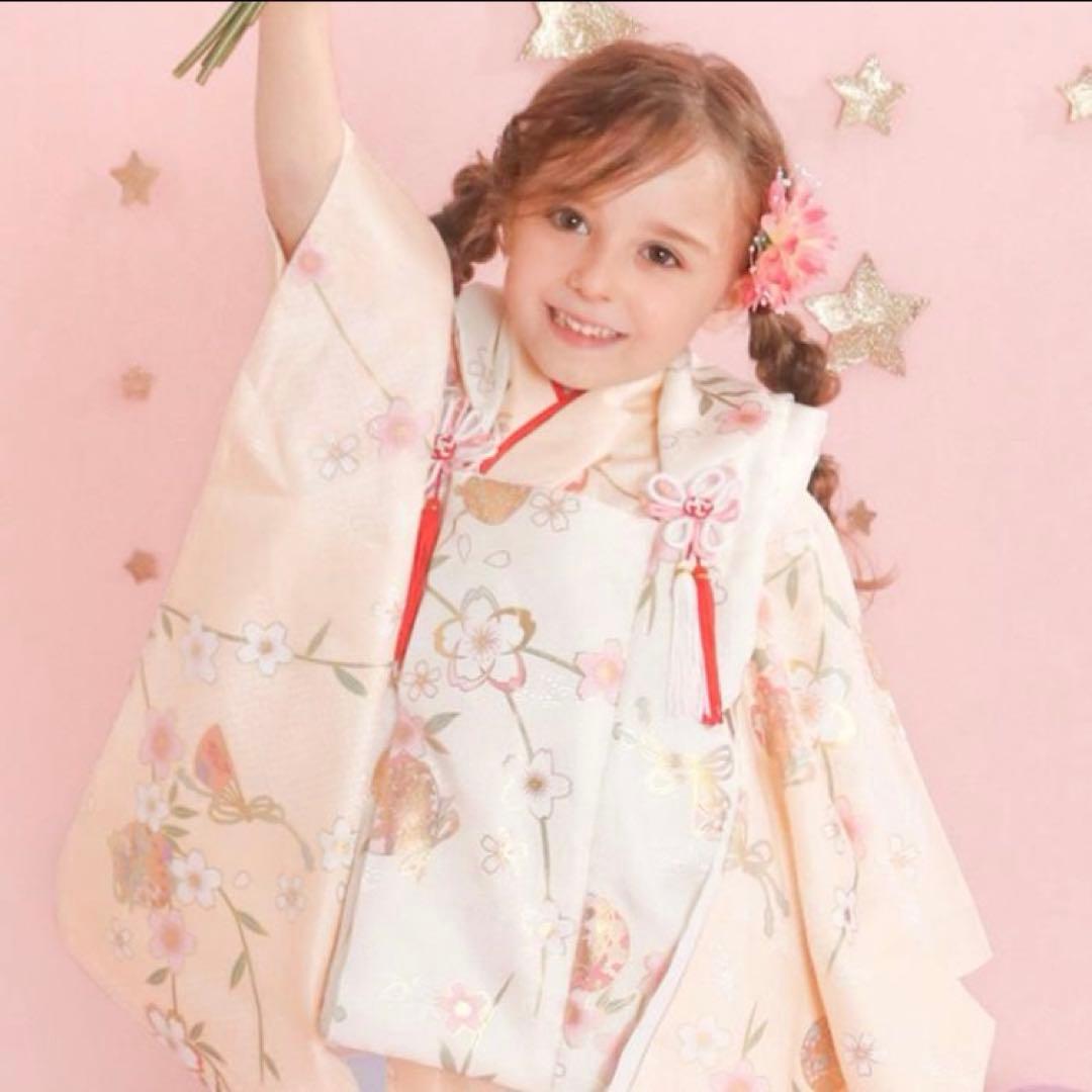 [KYOETSU] 七五三 3歳 着物セット 女の子 ピンク (3.淡橙の秋桜)