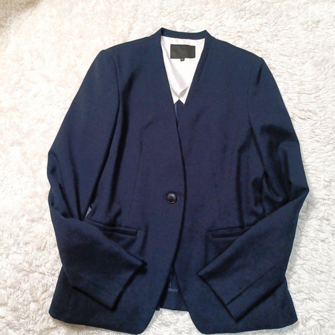 大きめサイズ ICB レディースセットアップ ネイビー カラーレス パンツスーツ