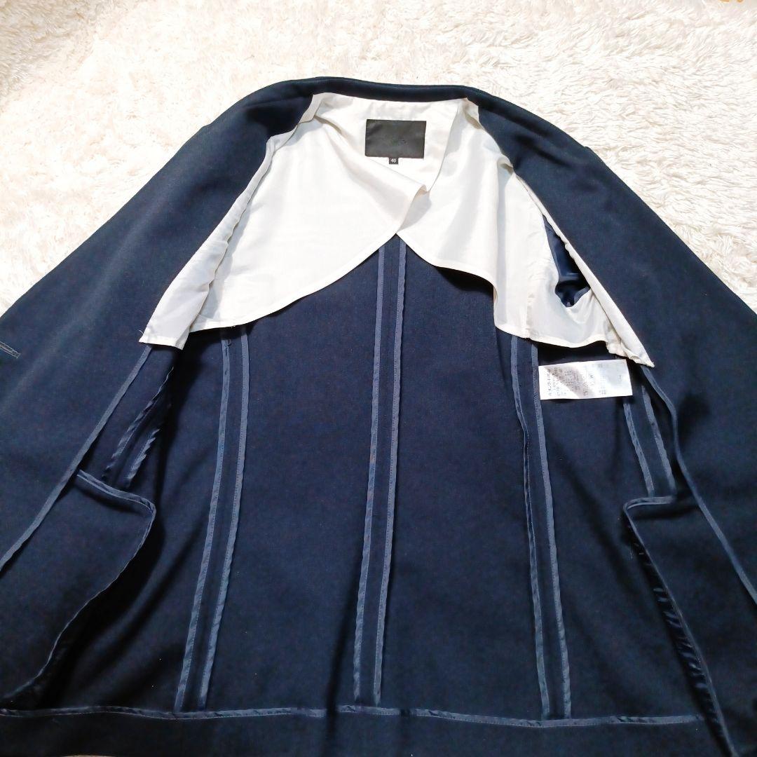 大きめサイズ ICB レディースセットアップ ネイビー カラーレス パンツスーツ