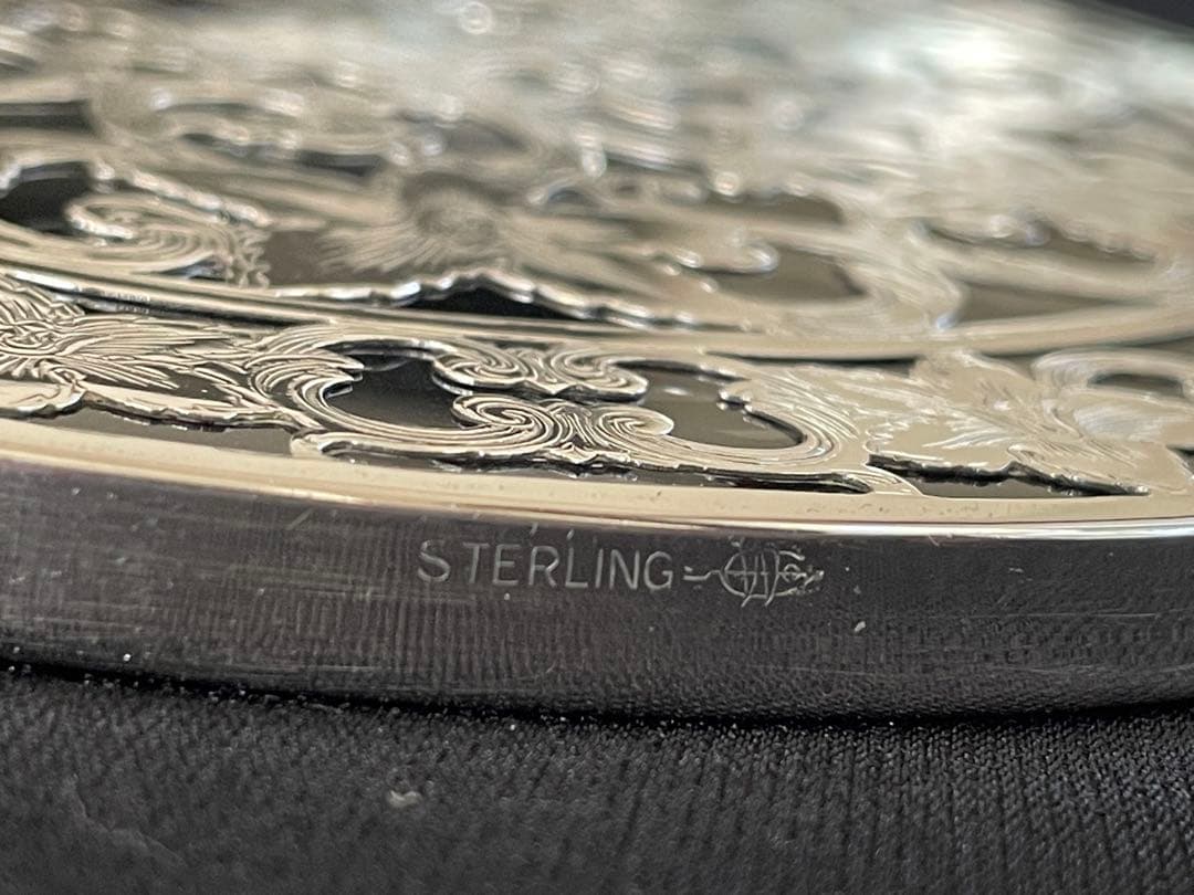 米国製　スターリングシルバー＆グラス　ポットスタンド