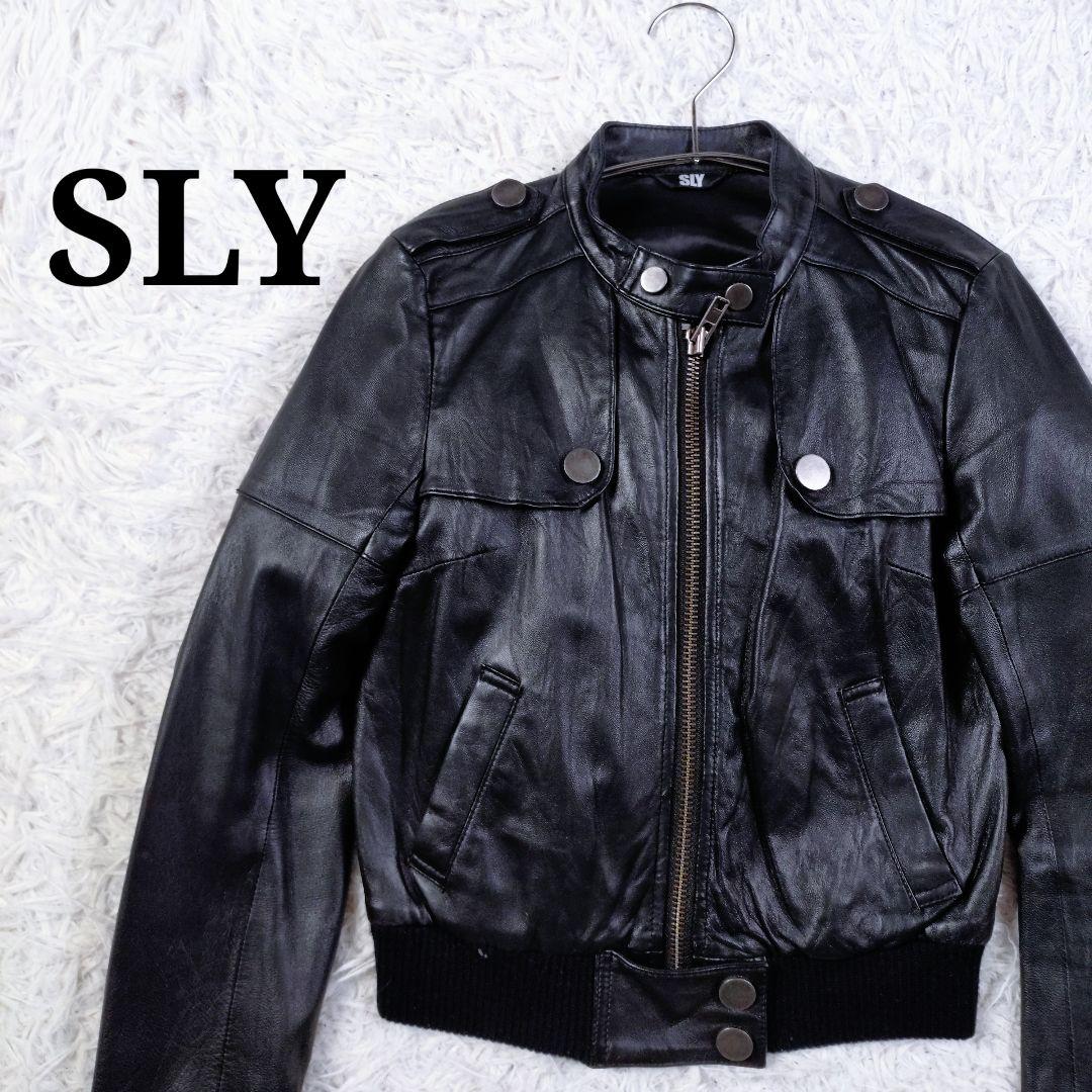 SLY　ラムレザージャケット　羊革　短丈　リブ　ブラック　S〜M