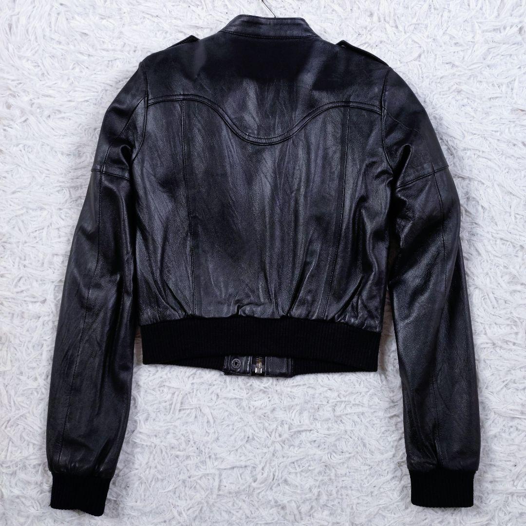 SLY　ラムレザージャケット　羊革　短丈　リブ　ブラック　S〜M