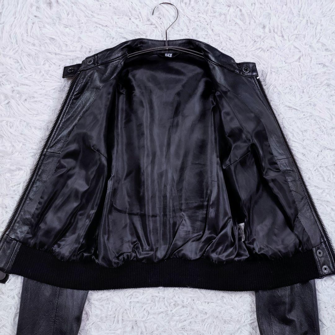 SLY　ラムレザージャケット　羊革　短丈　リブ　ブラック　S〜M