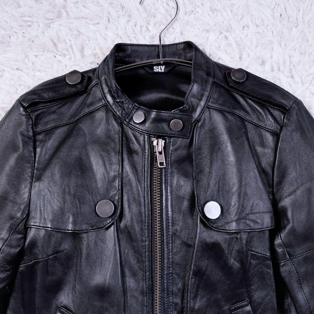 SLY　ラムレザージャケット　羊革　短丈　リブ　ブラック　S〜M