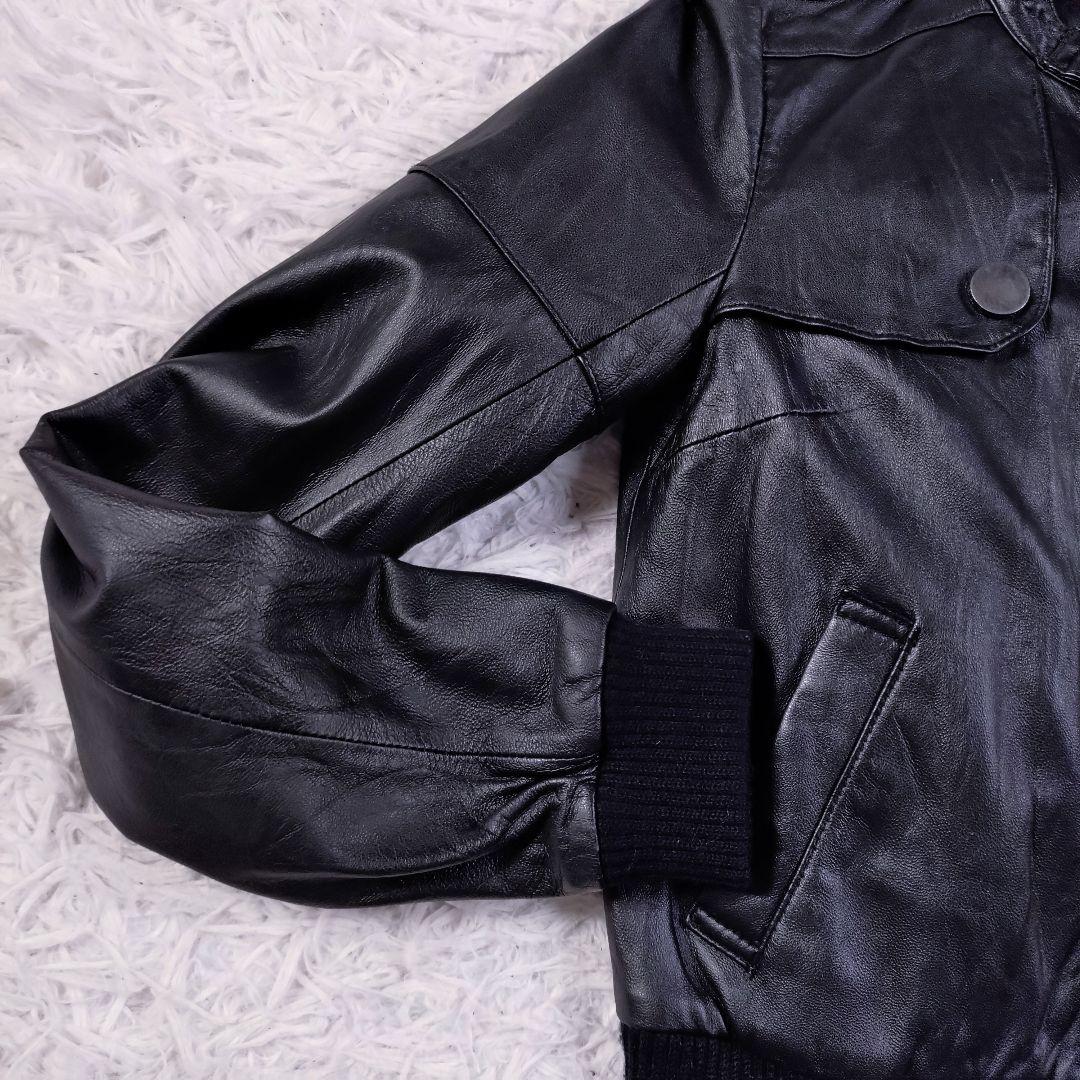 SLY　ラムレザージャケット　羊革　短丈　リブ　ブラック　S〜M