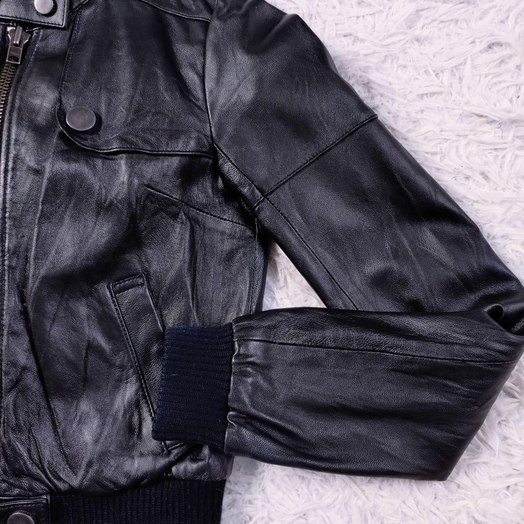 SLY　ラムレザージャケット　羊革　短丈　リブ　ブラック　S〜M