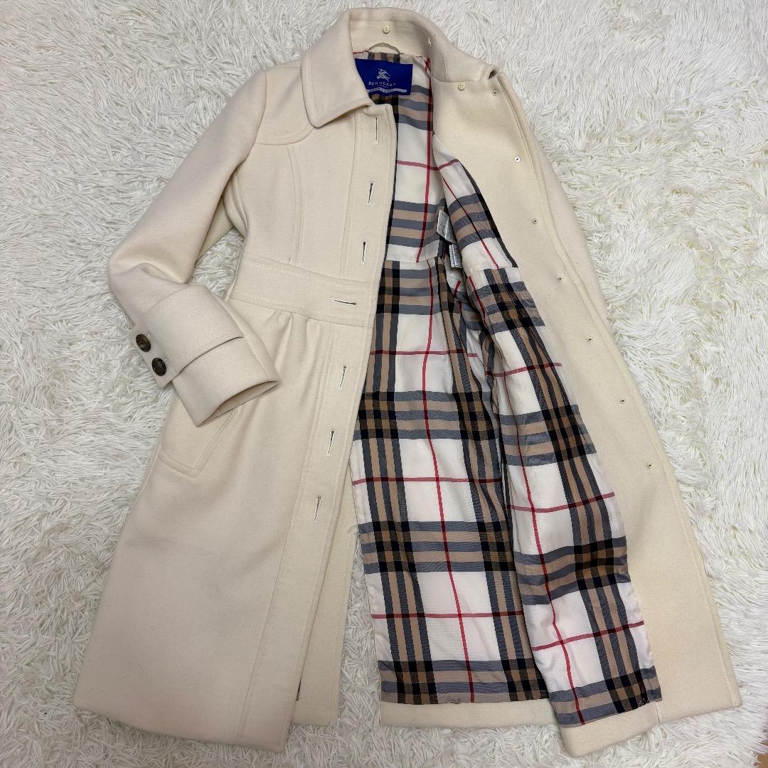 BURBERRY BLUE LABEL ウールコート ノバチェック裏地 白